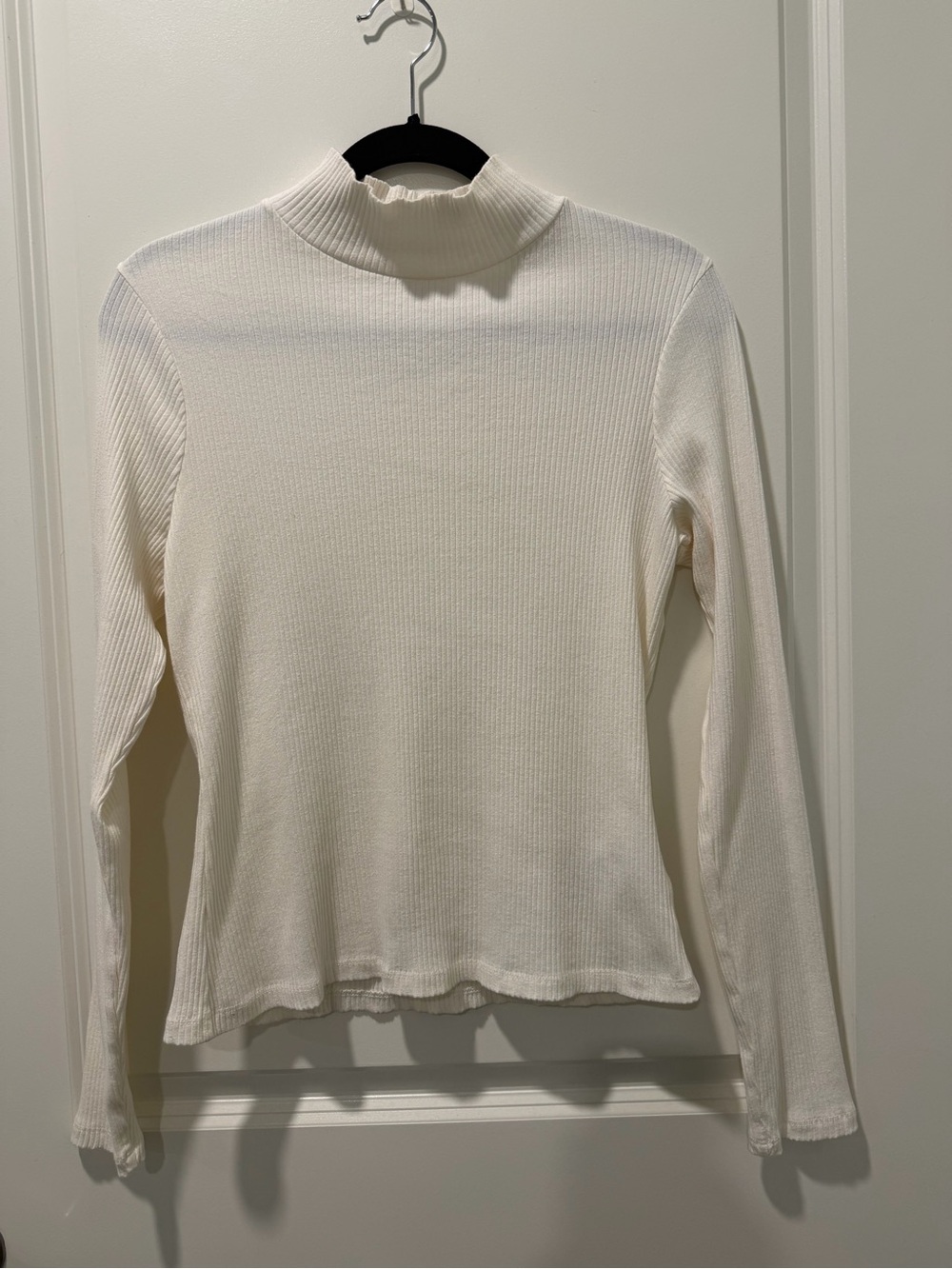 Anthropologie Maeve Ribbed Mock Neck Top - Cream